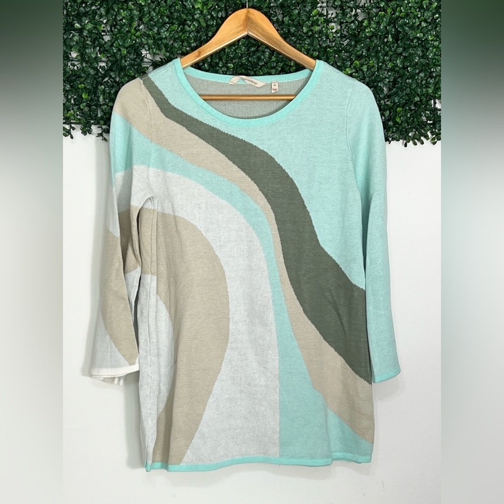 Soft Surroundings Sweater Womens XS Nina Aqua Marble Tunic Double Knit Com - Picture 3 of 13